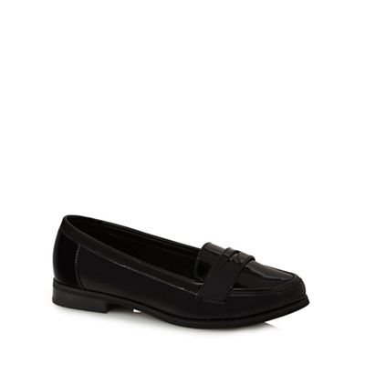 Black patent wide fit loafers